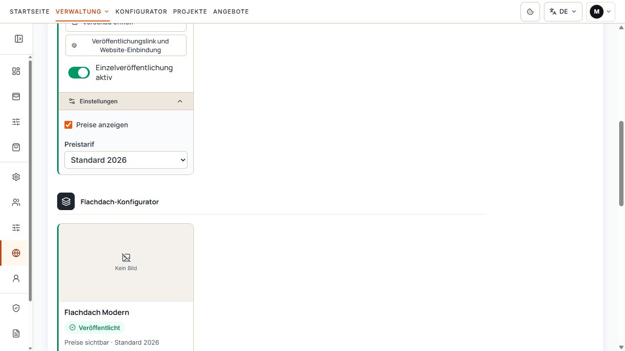 Einstellungen einer Einzelveröffentlichung mit Preisoption und Preistarif.