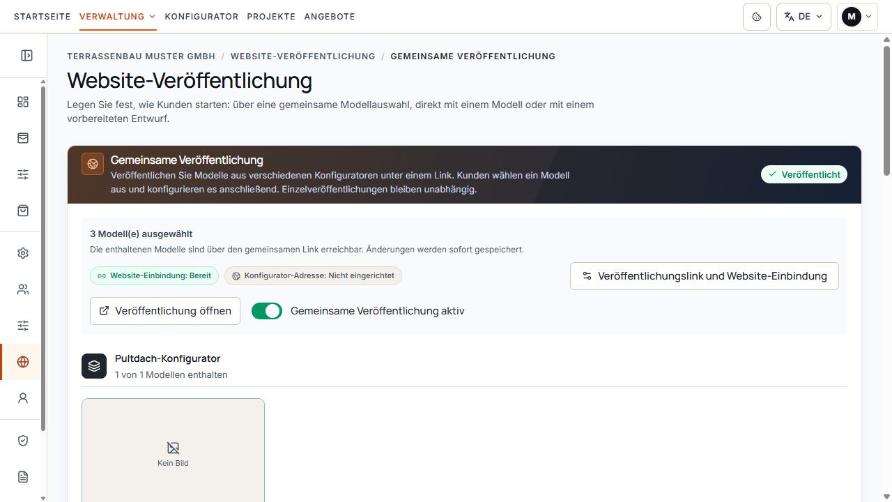 Gemeinsame Veröffentlichung mit ausgewählten Modellvarianten und Veröffentlichungsstatus.