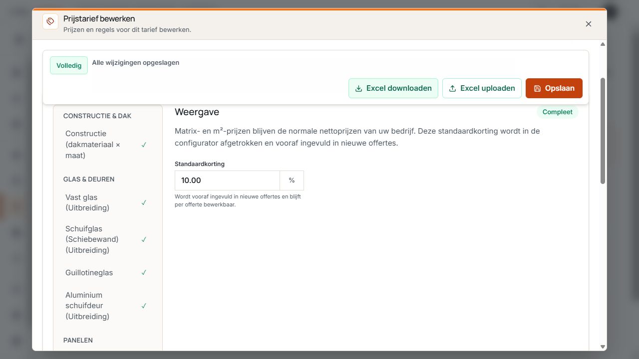 Prijsgroep Weergave met standaardkorting van tien procent.
