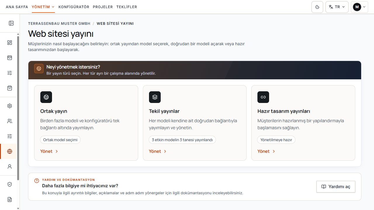 Ortak seçim, tekil yayınlar ve hazırlanmış yayınlar içeren web sitesi yayını.