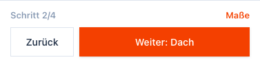 Screenshot der unteren Navigation im zweiten Schritt mit Zurück und Weiter: Dach.